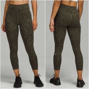 Lululemon Base Pace High-Rise Tight 25" Olive Camo Size 12 W5DROS